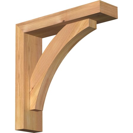 Ekena Millwork Thorton Block Smooth Bracket w/ Offset Brace, Western Red Cedar, 3 1/2"W x 14"D x 14"H BKT0402X14X14THR05SWR